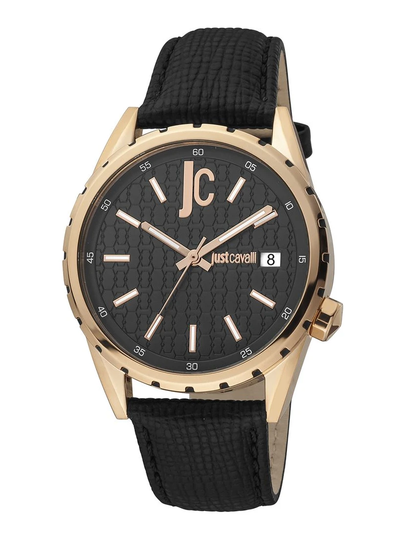 Black Leather Dress Watch