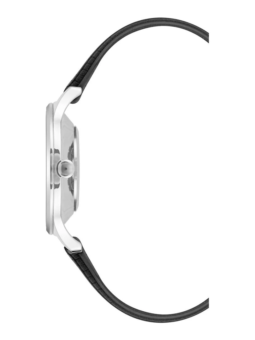 Black Leather Dress Watch