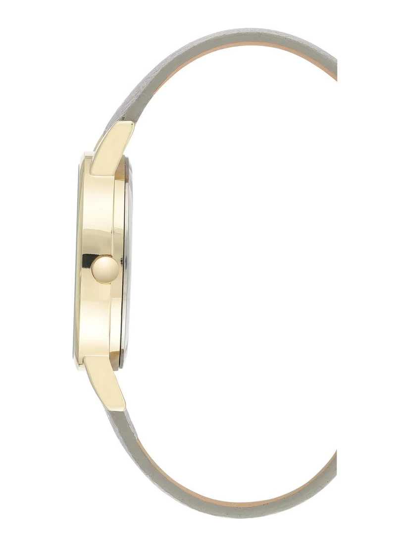 Gray Leather Dress Watch