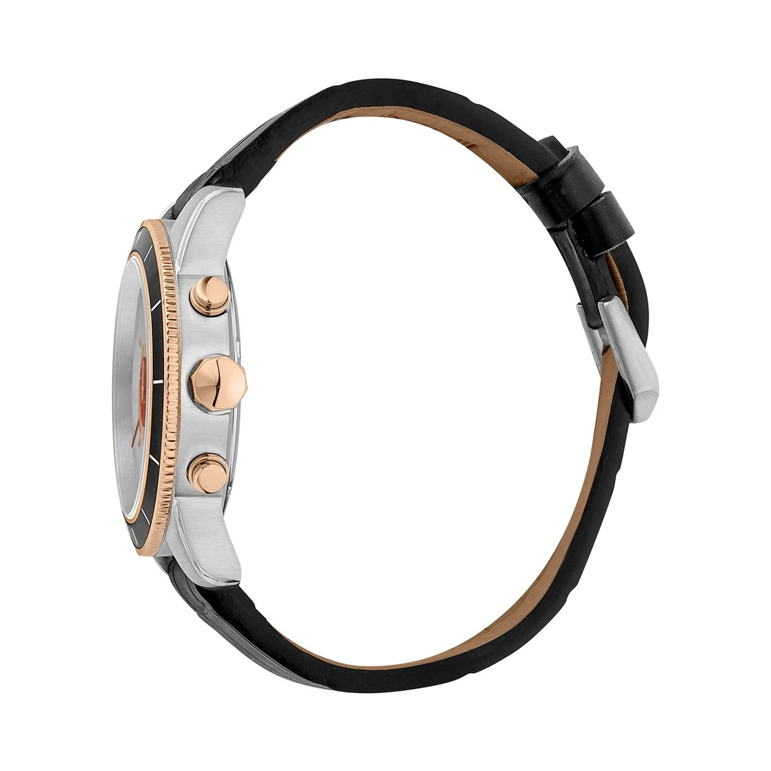 Black Leather Bracelet Watch