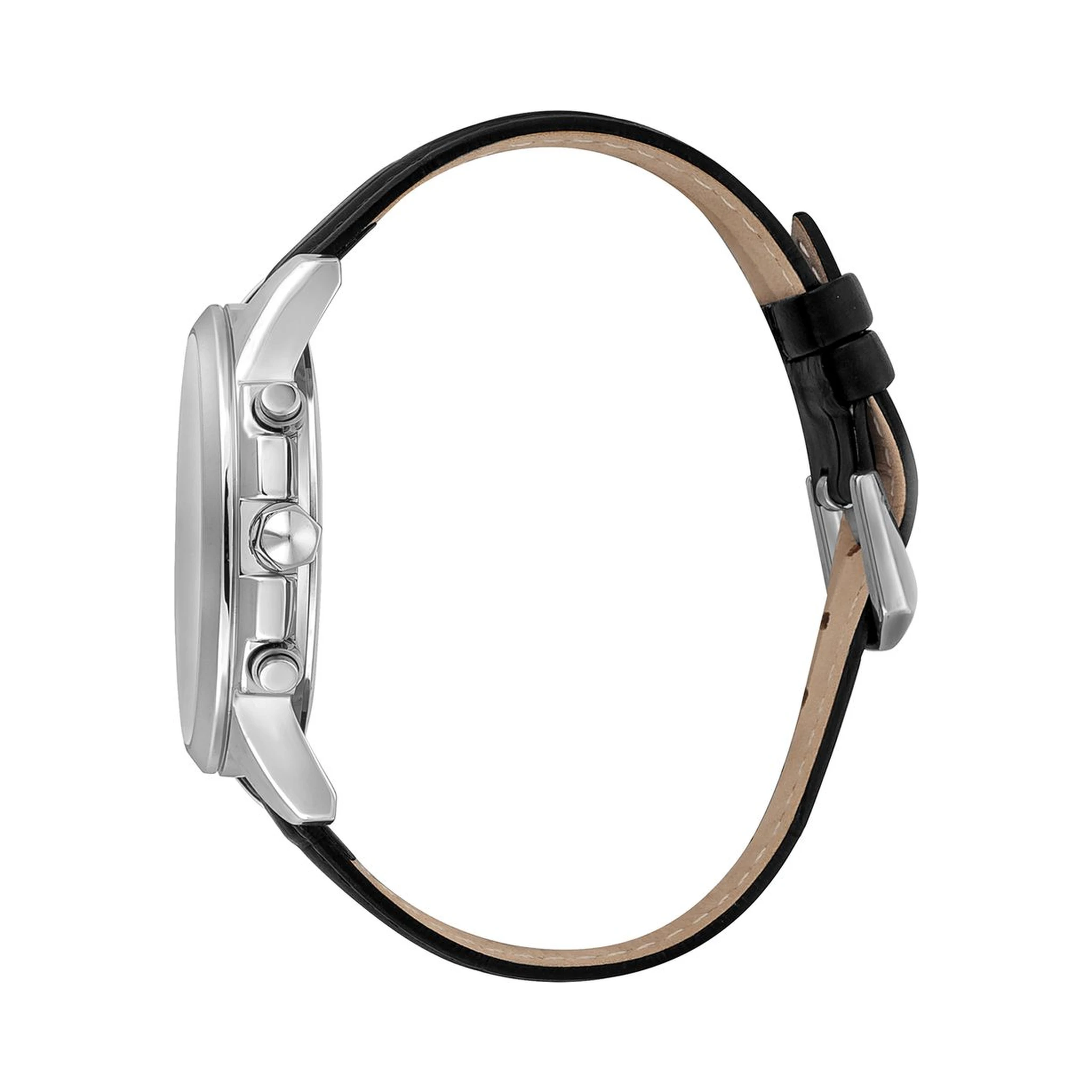 ساعة يد رسمية من الجلد الأسود