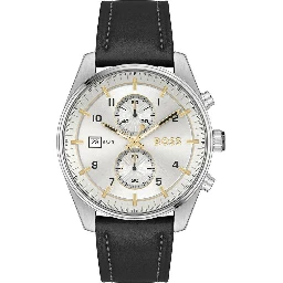 Black Leather Dress Watch