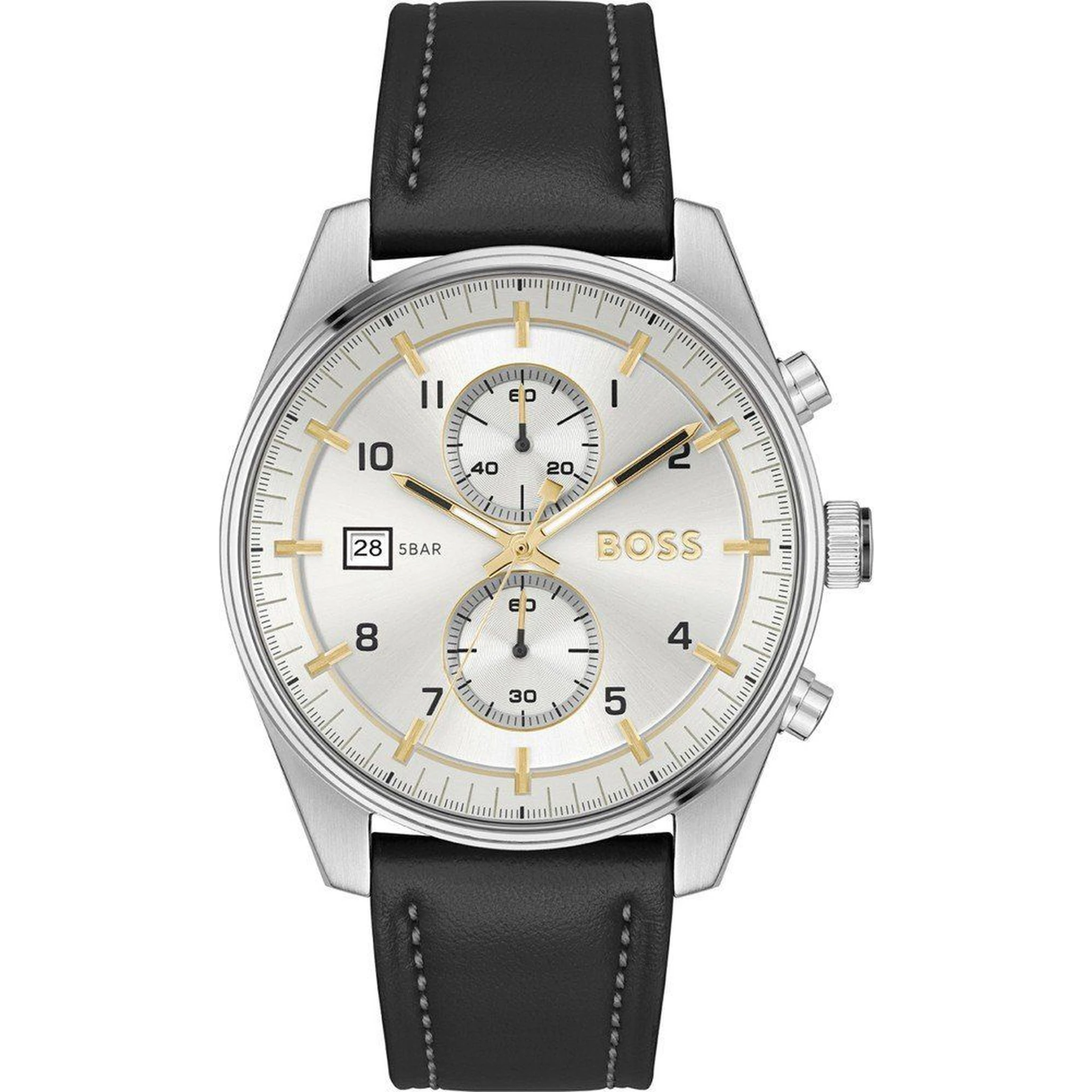 Black Leather Dress Watch