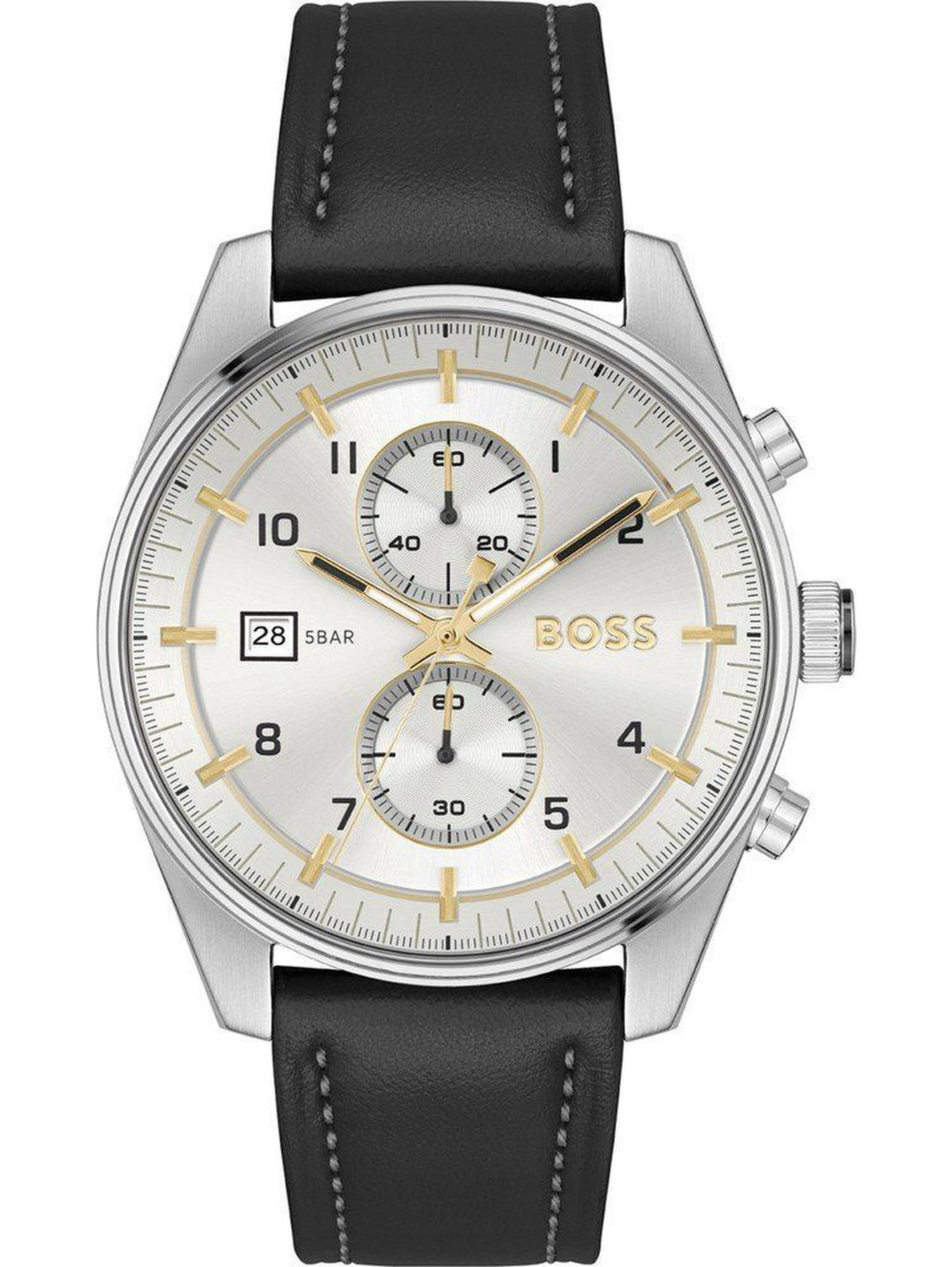 Black Leather Dress Watch