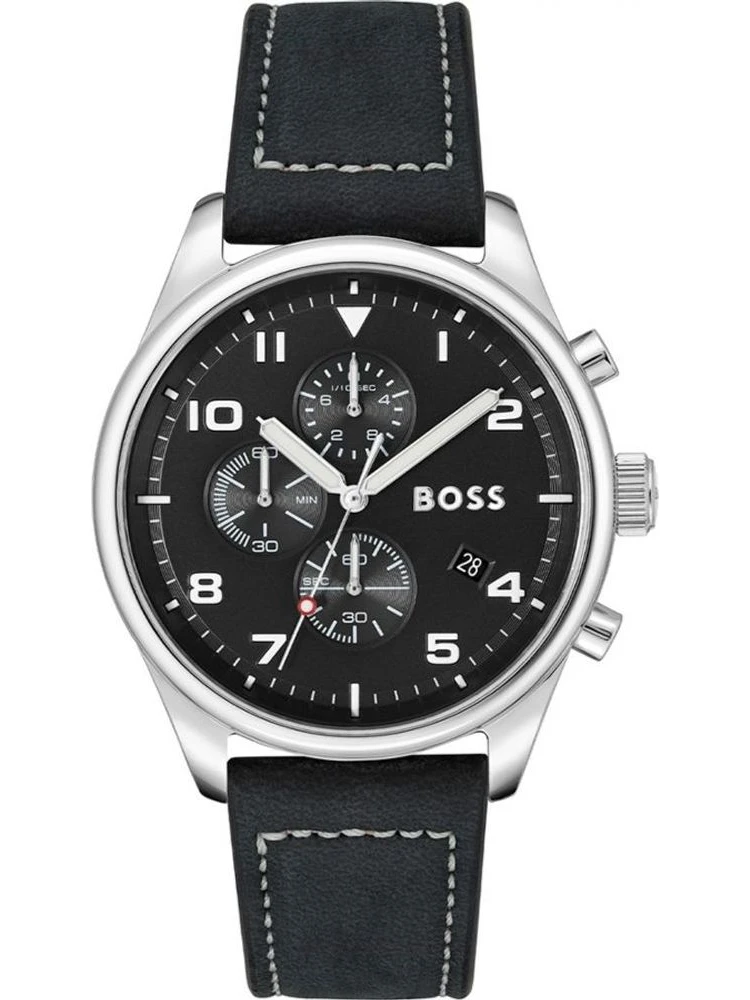 Black Leather Dress Watch