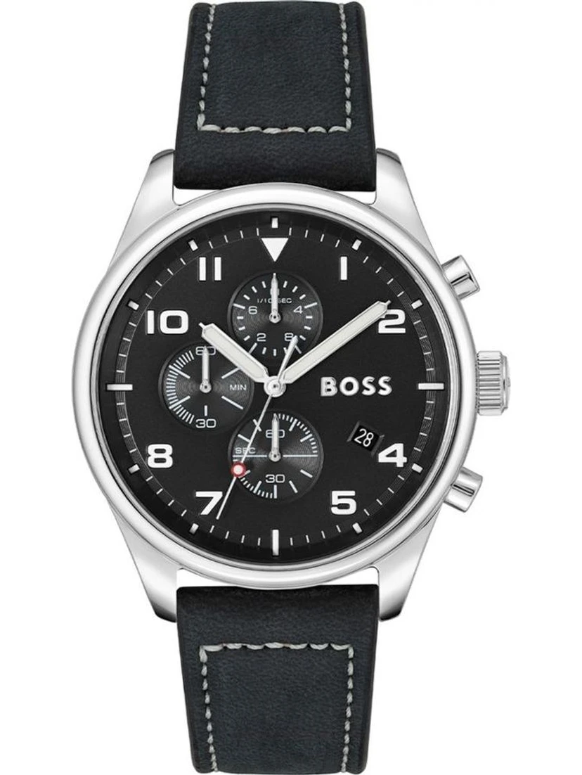 Black Leather Dress Watch