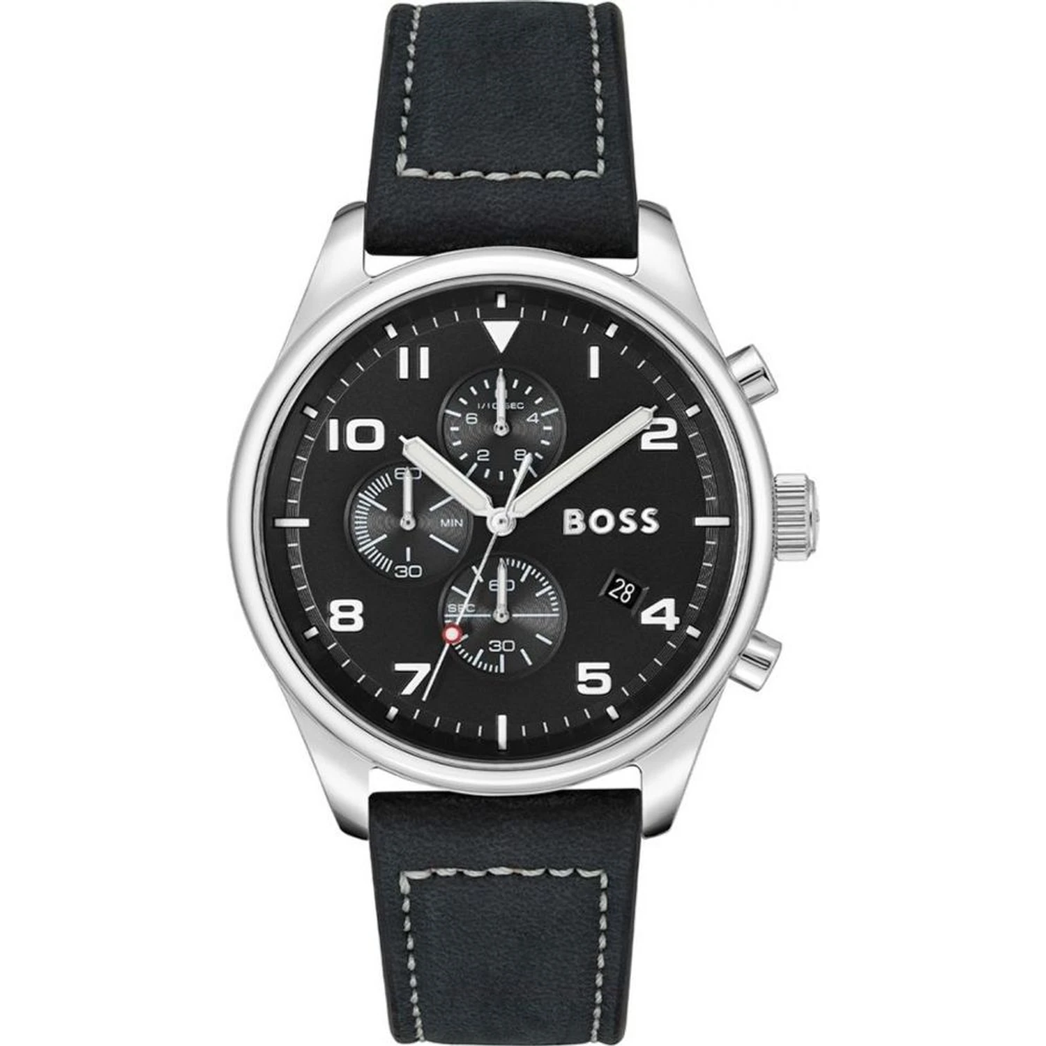 Black Leather Dress Watch