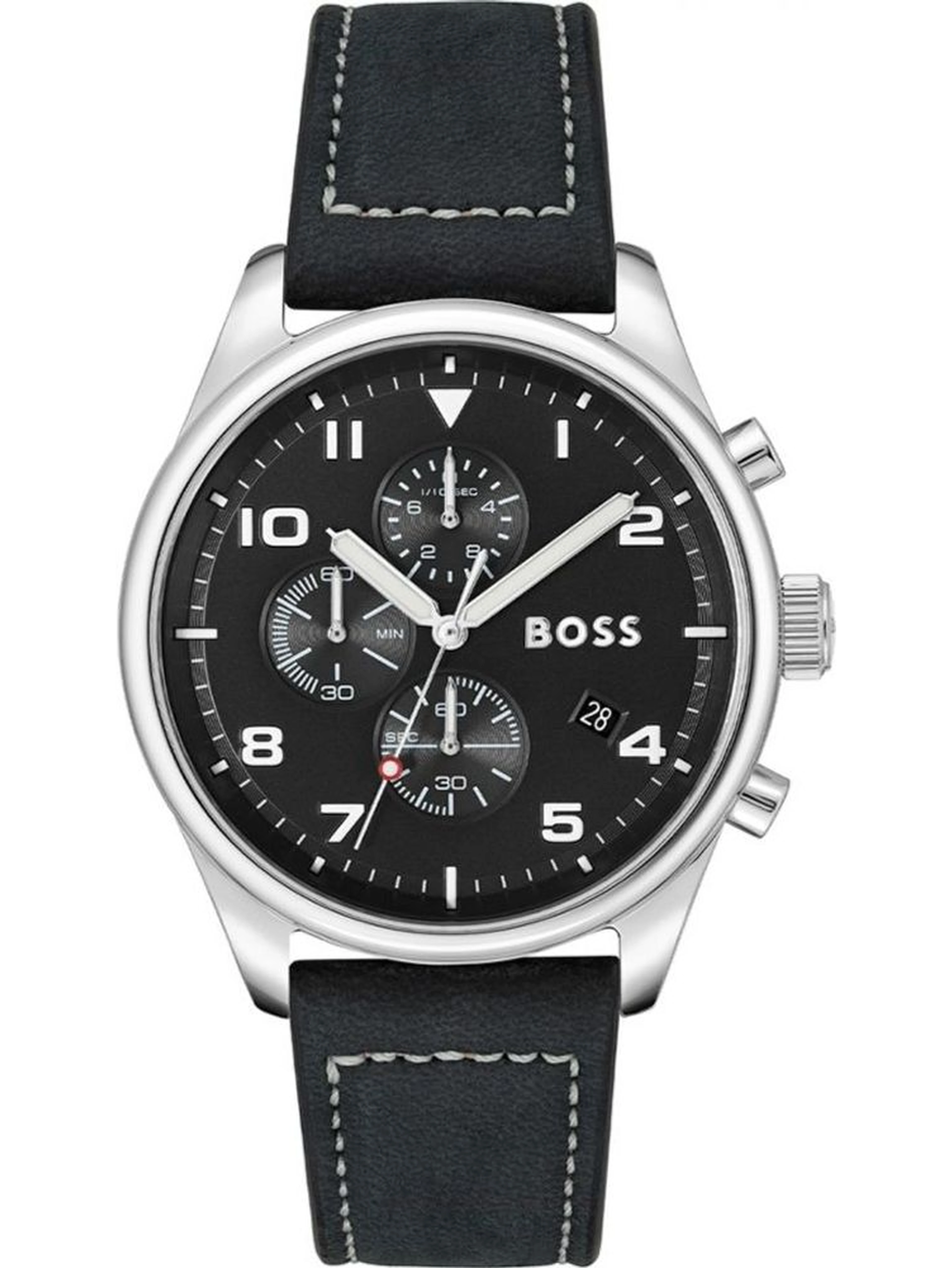 Black Leather Dress Watch
