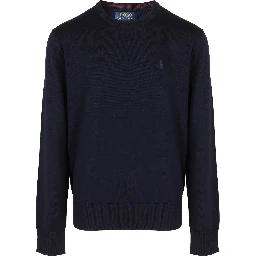 Navy blue cotton crewneck jumper
