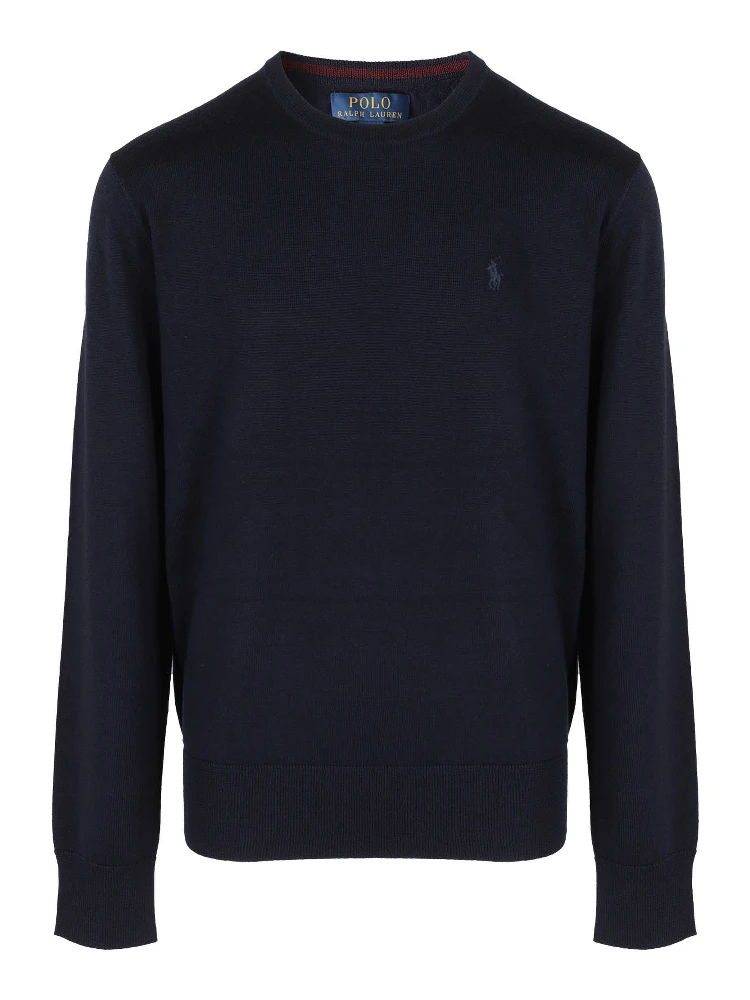 Navy blue cotton crewneck jumper