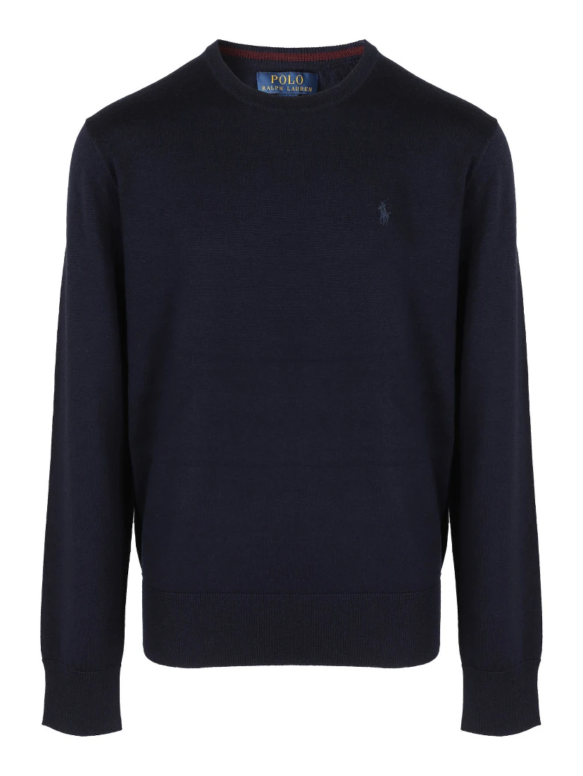 Navy blue cotton crewneck jumper