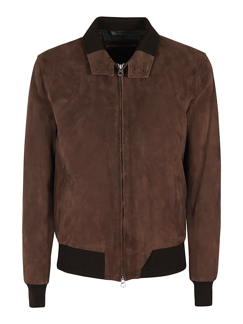 Suede zip-up bomber jacket