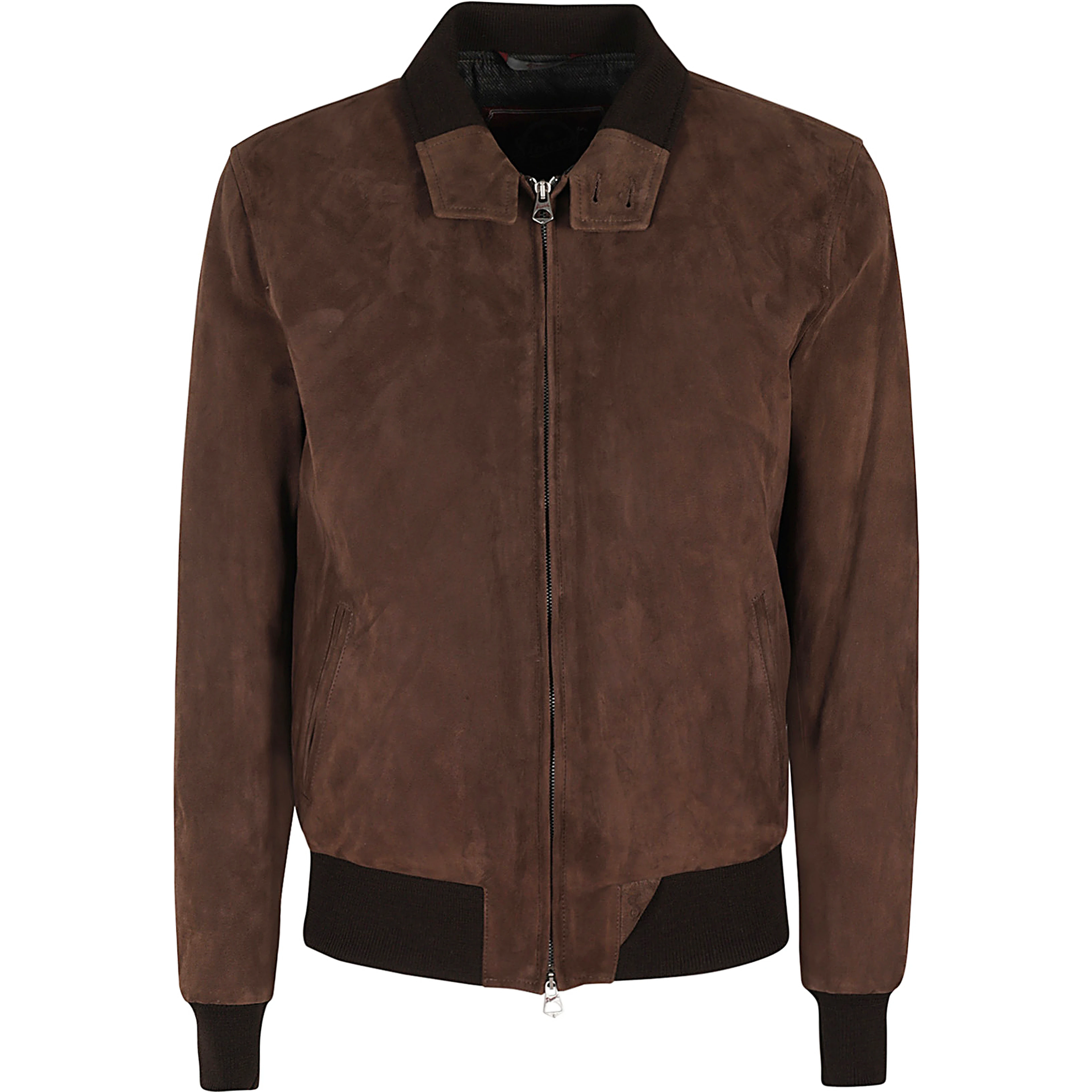 Suede zip-up bomber jacket