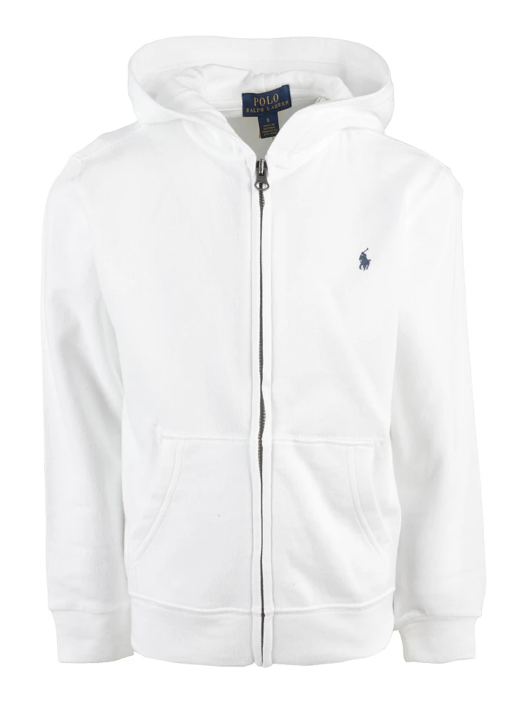 White cotton-blend full-zip hoodie