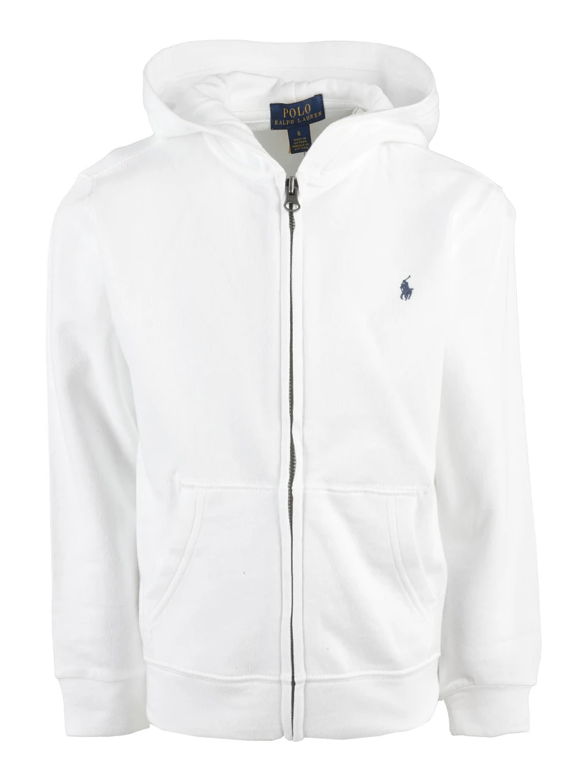 White cotton-blend full-zip hoodie