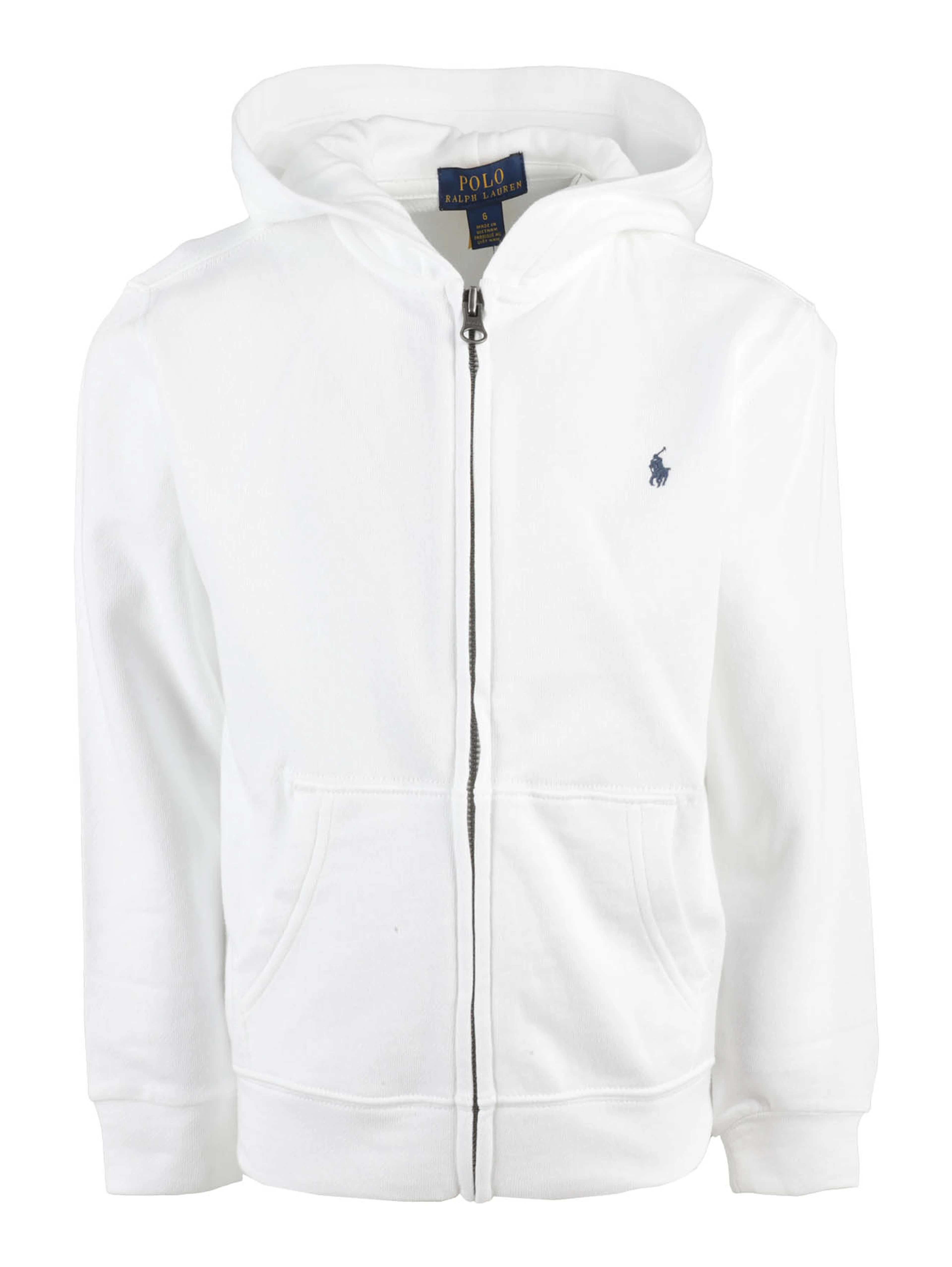 White cotton-blend full-zip hoodie
