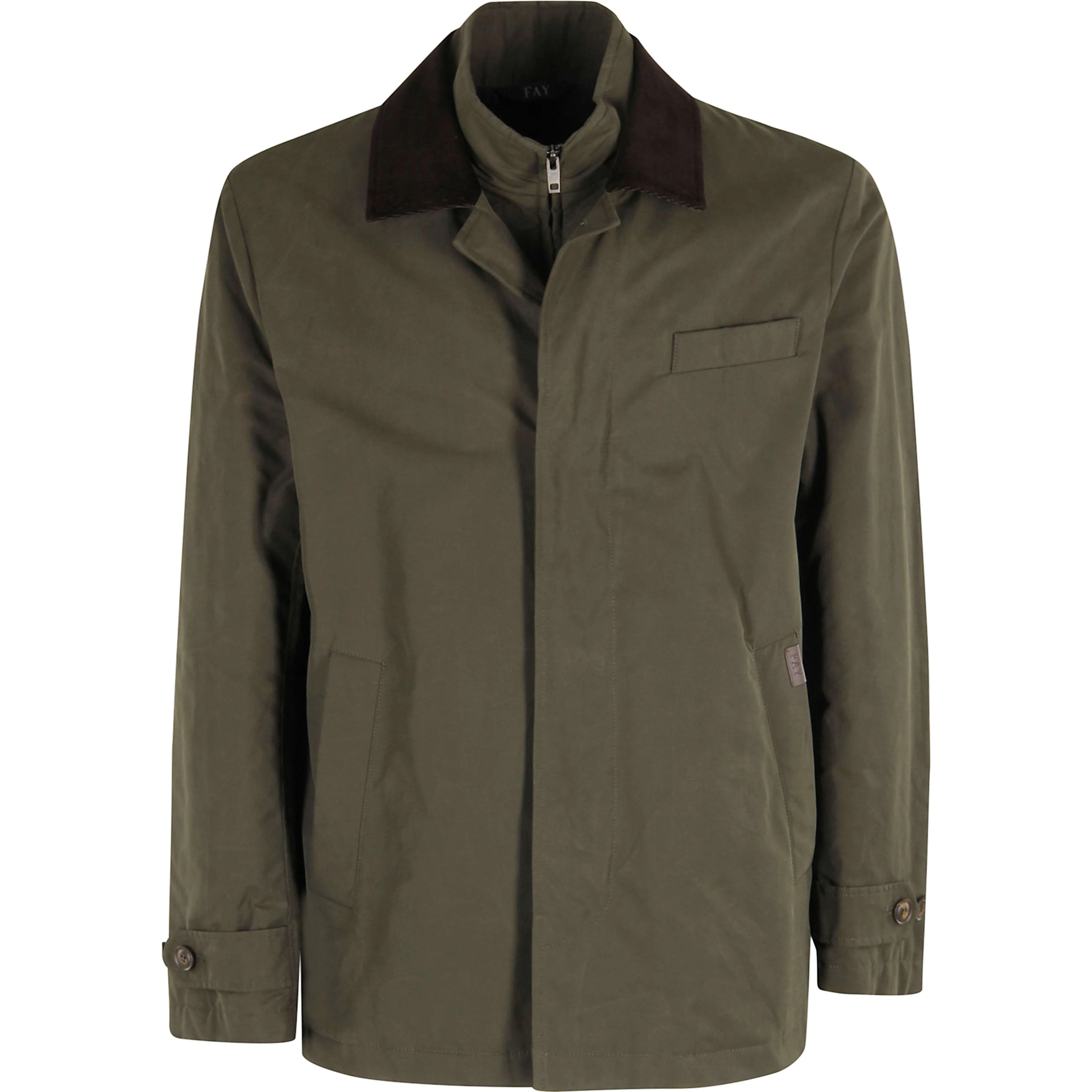 Corduroy-collar long-sleeve jacket