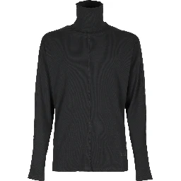 Black Raw Edge Turtleneck