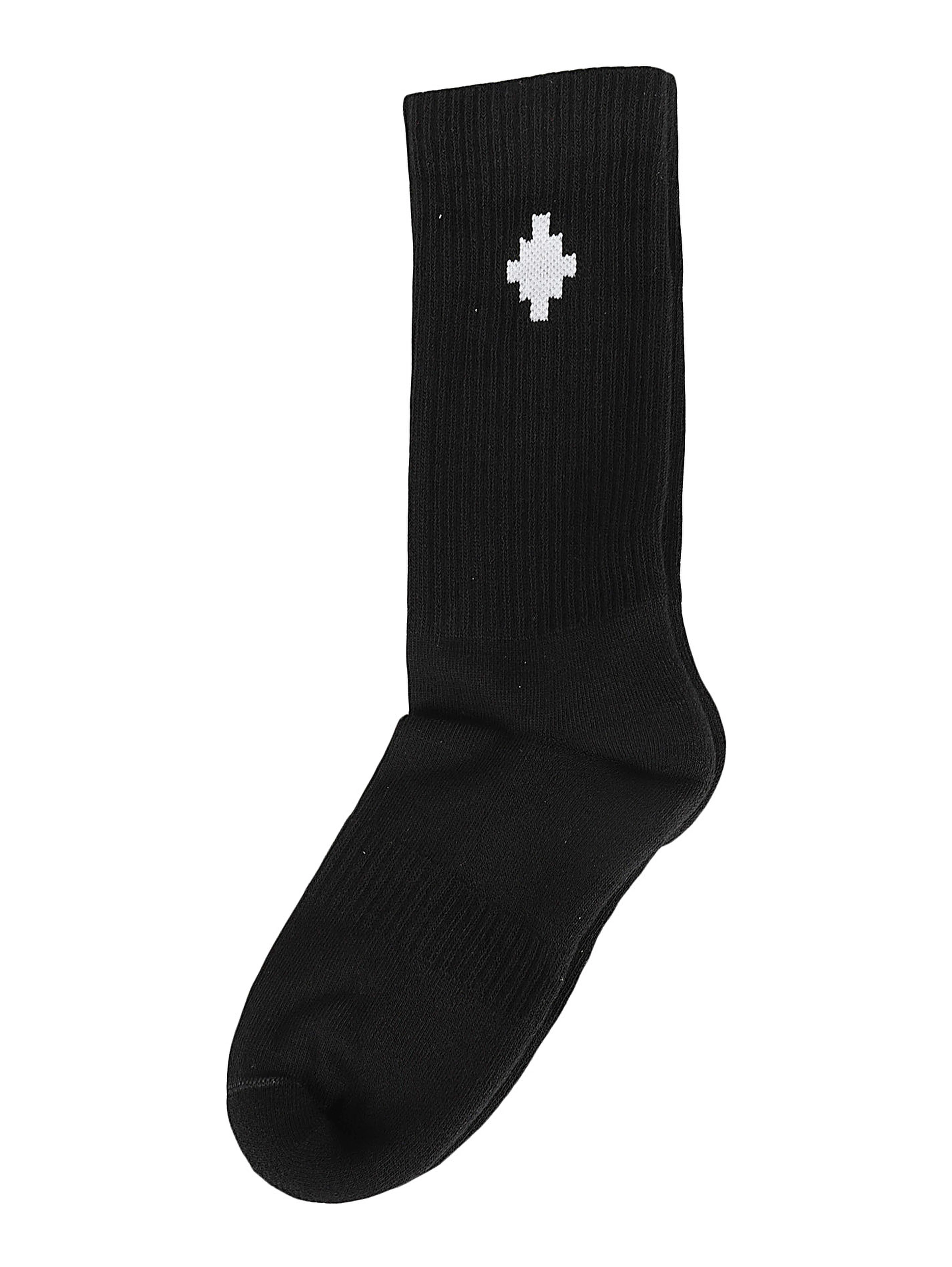 Cross-embroidered mid-length socks