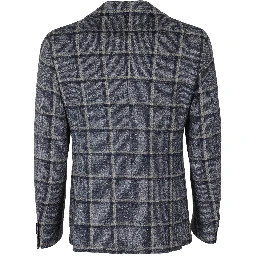 Blue Check Wool Jersey Contemporary Fit Sport Blazers