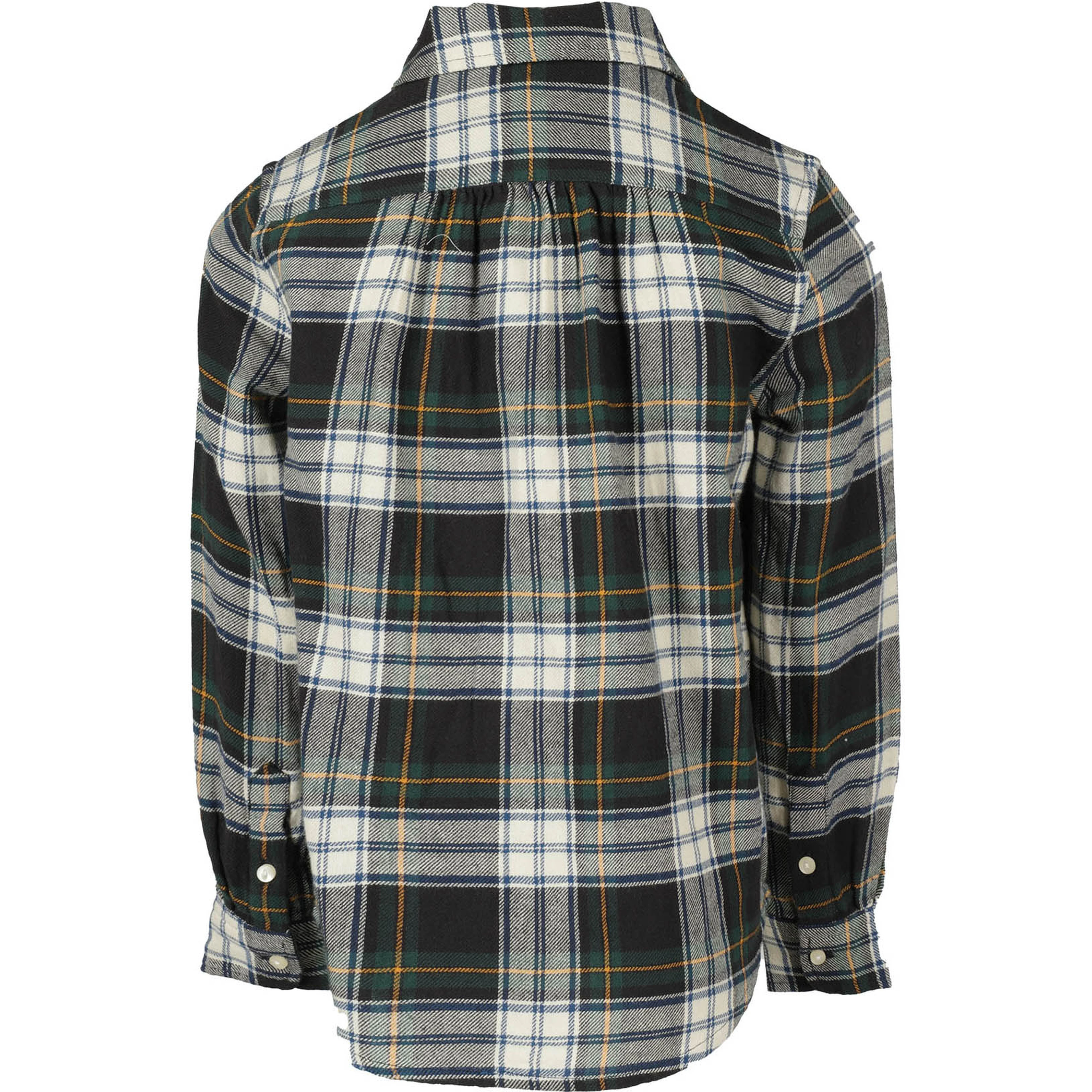 Plaid-check ruffled cotton shirt