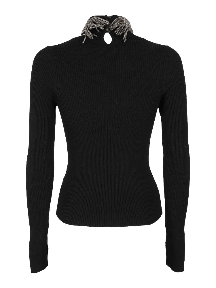 Crystal-embellished ribbed-knit jumper alternative