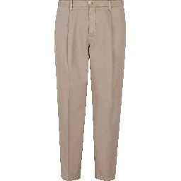 Pleated cotton-blend trousers