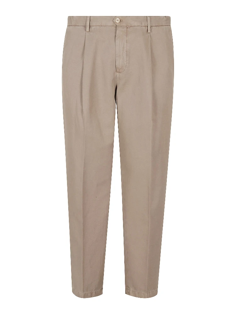Pleated cotton-blend trousers
