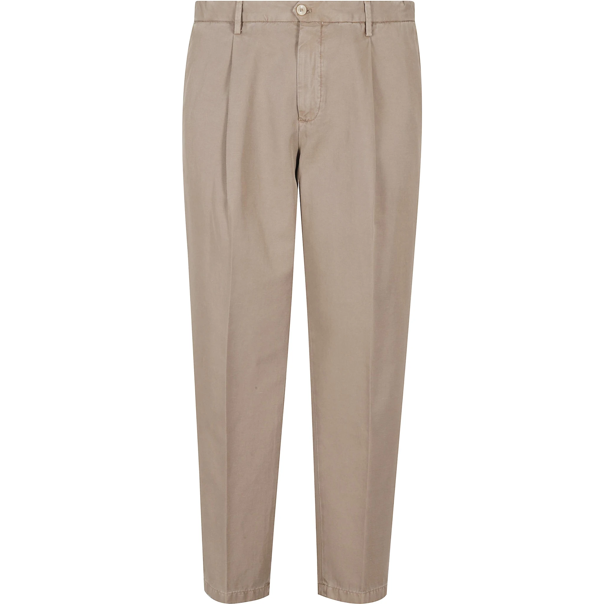 Pleated cotton-blend trousers