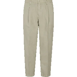 Pleated cotton-blend trousers