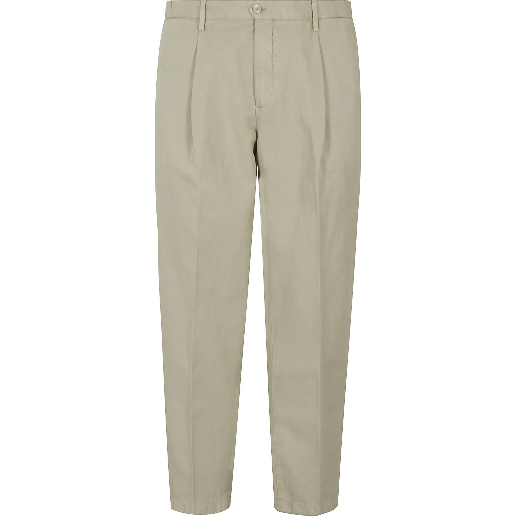 Pleated cotton-blend trousers