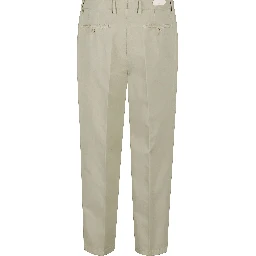 Pleated cotton-blend trousers