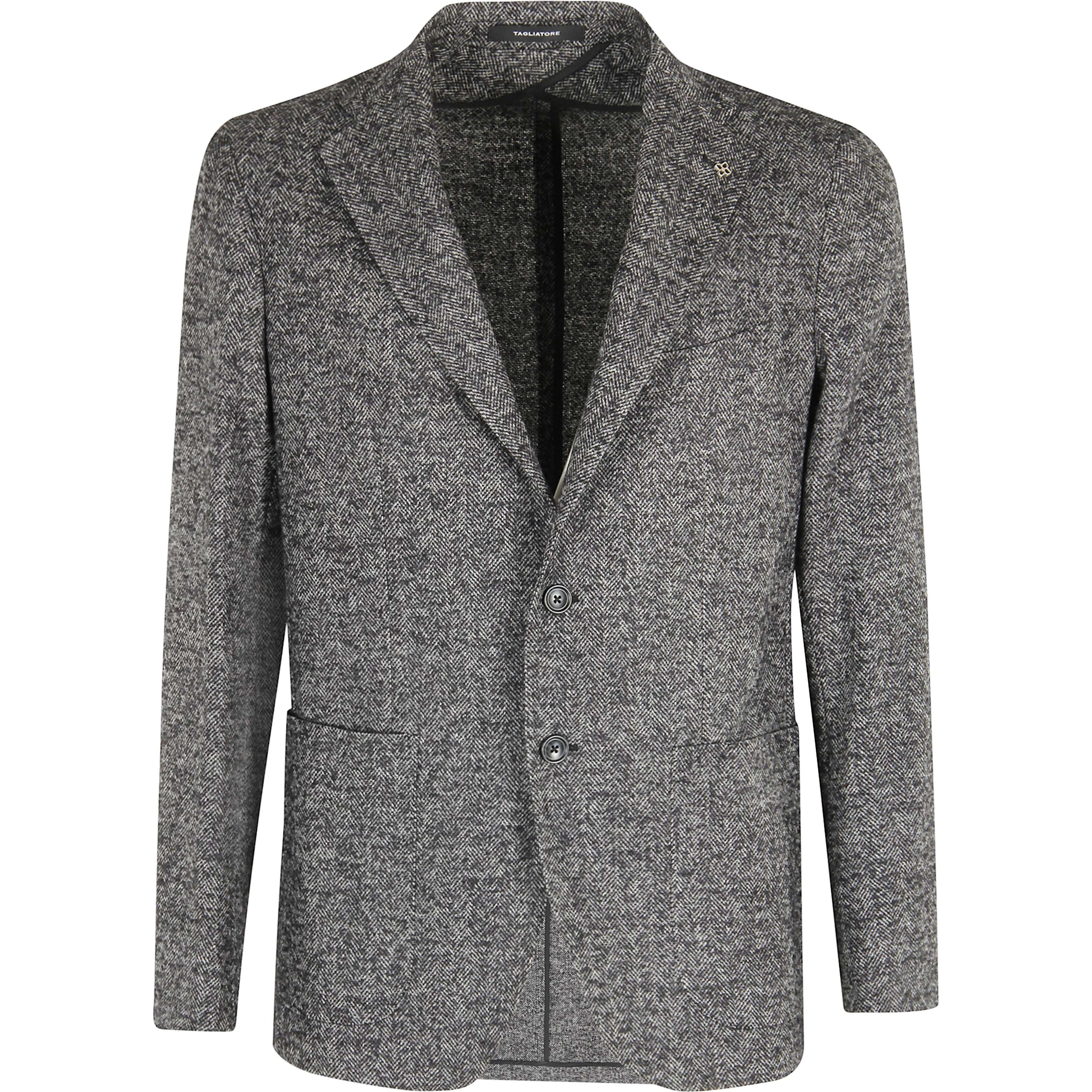 Herringbone single-breasted blazer