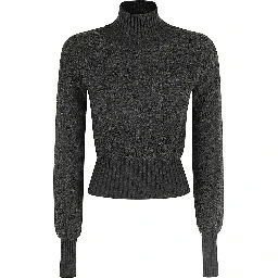 high-neck distressed jumper