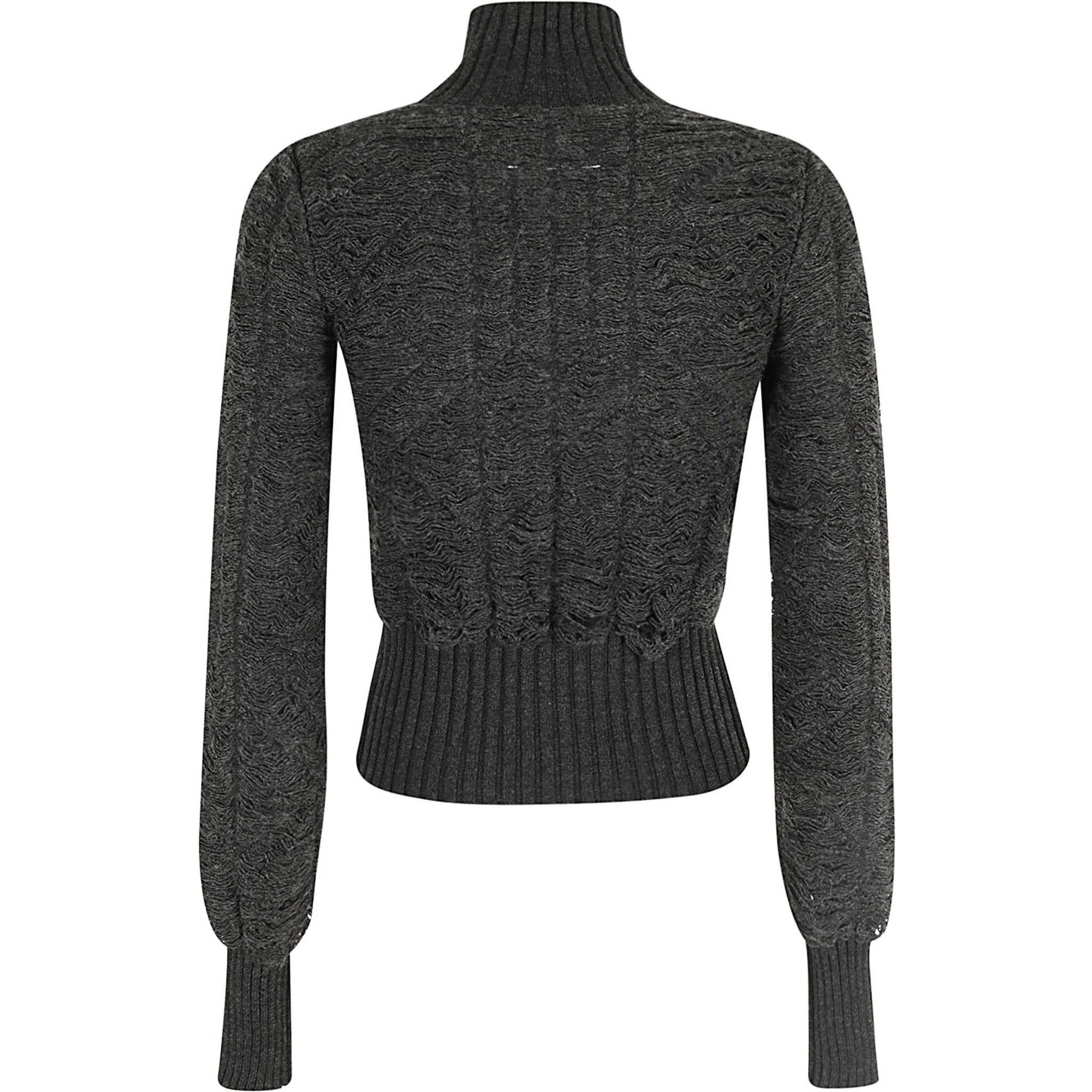 high-neck distressed jumper