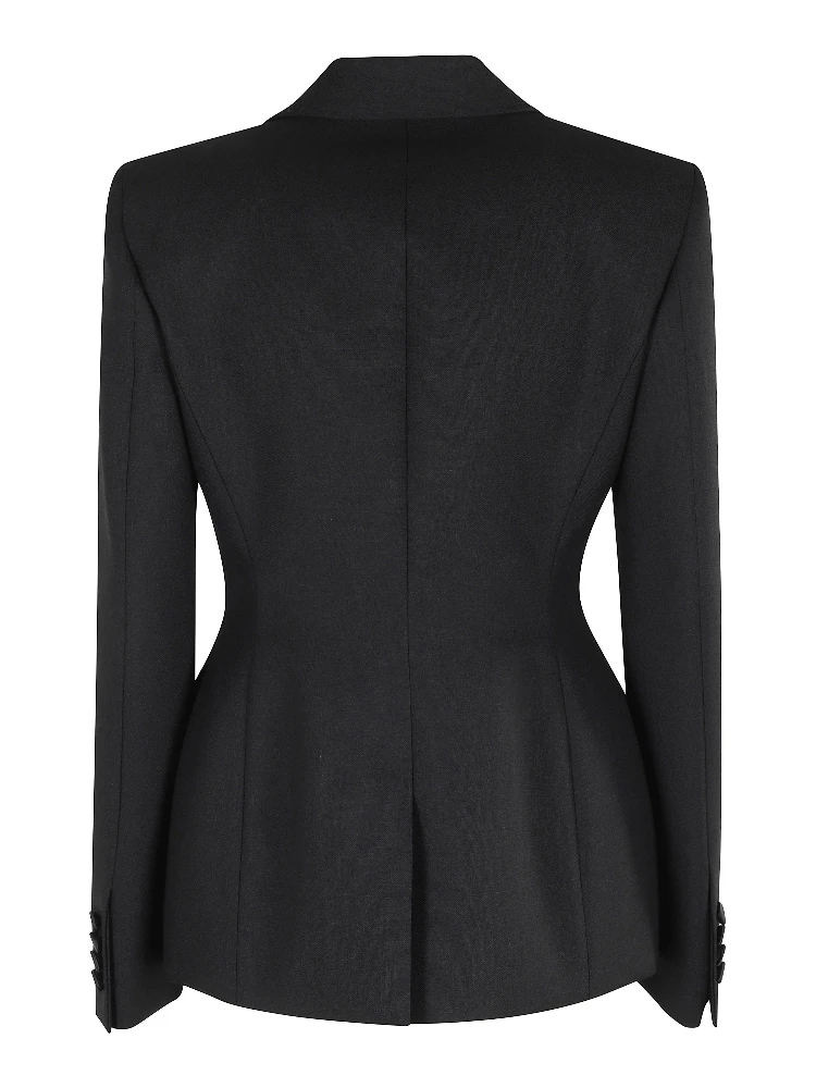 Double-breasted wool blazer alternative