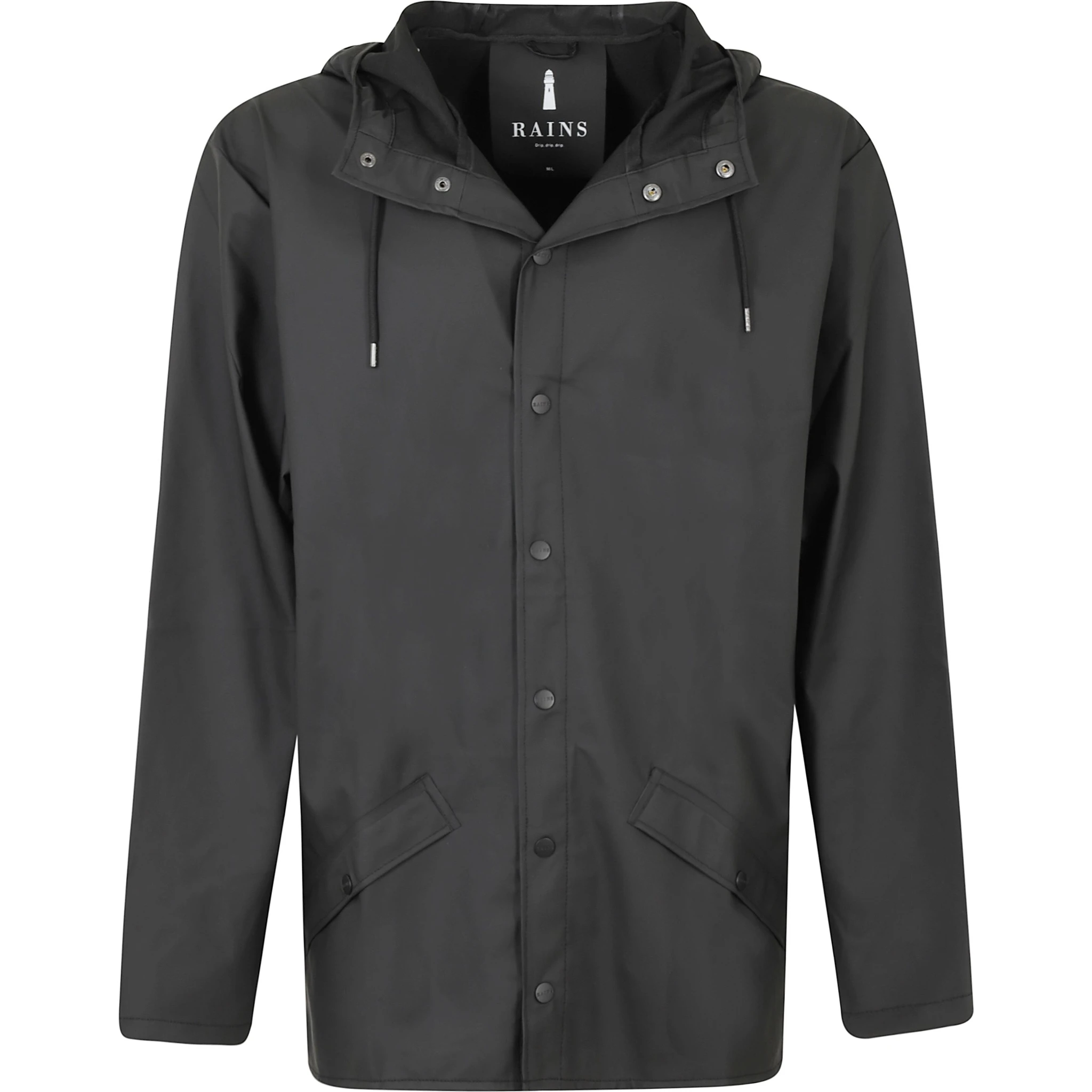 press-stud hooded raincoat