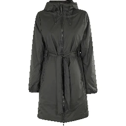 hooded belted coat