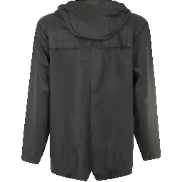 press-stud hooded raincoat