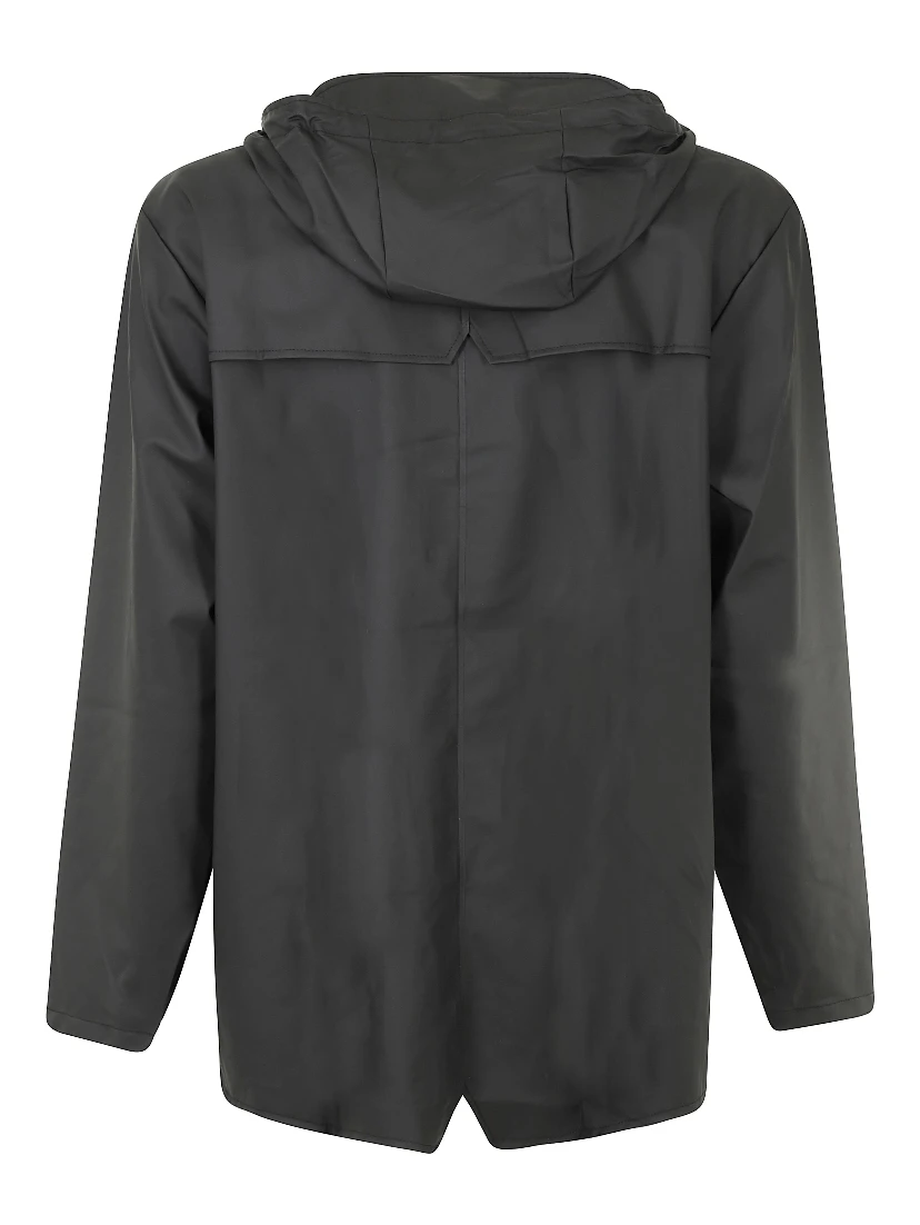 press-stud hooded raincoat