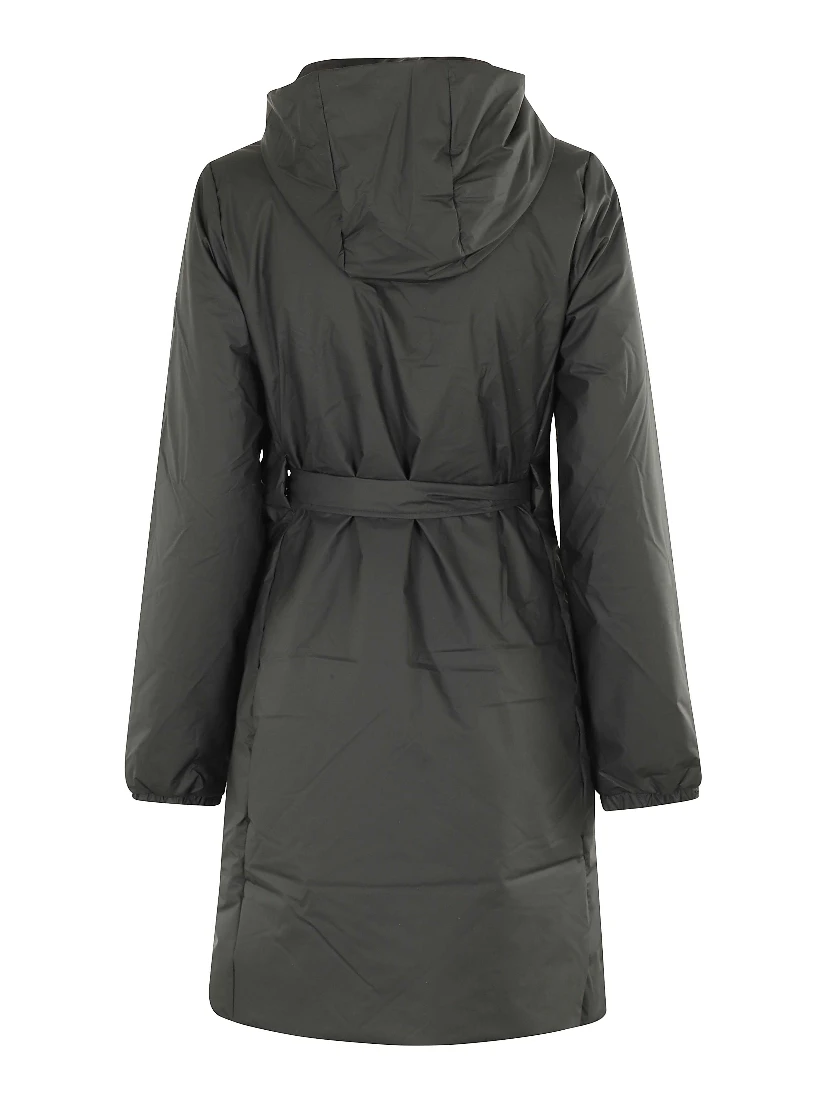 hooded belted coat