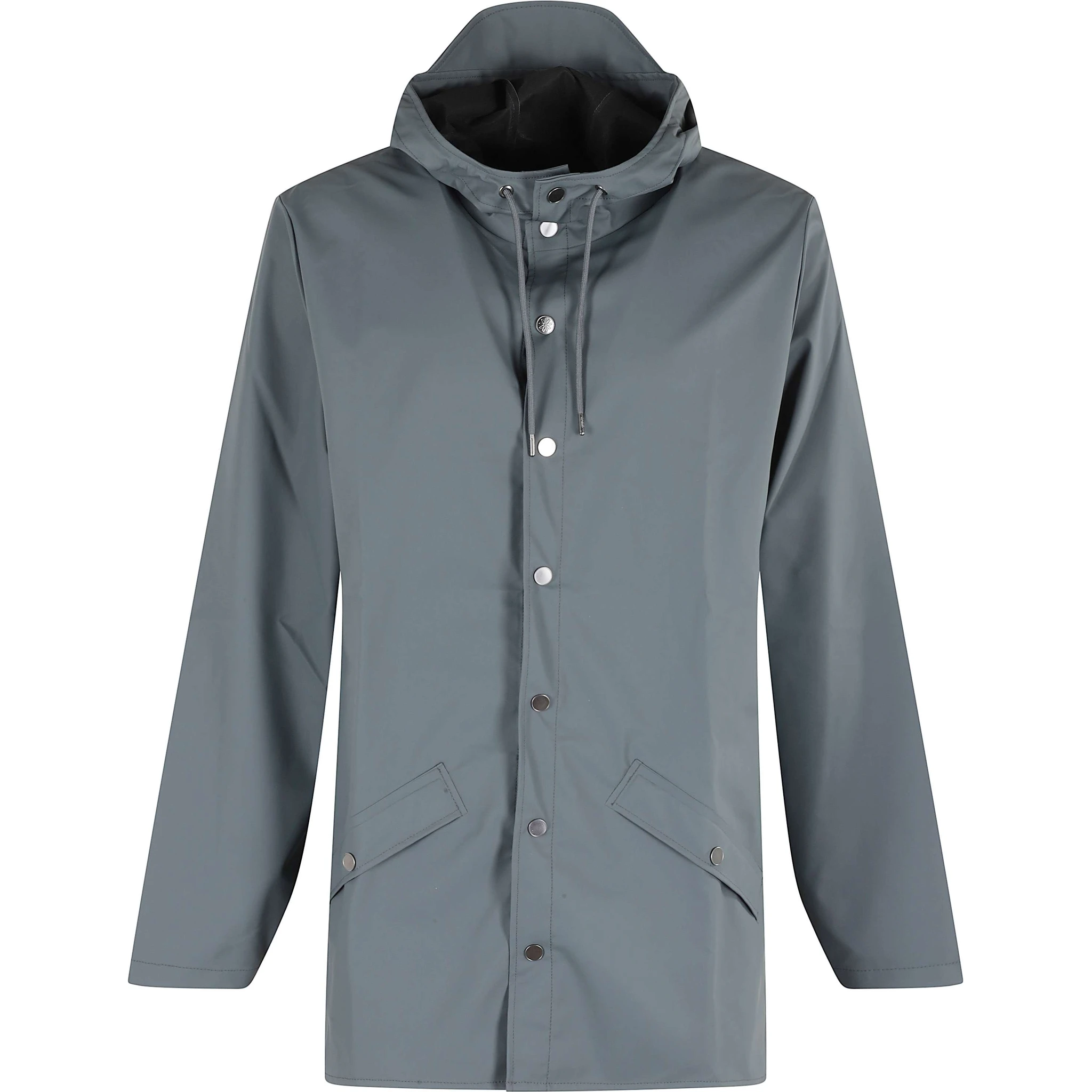 press-stud hooded raincoat