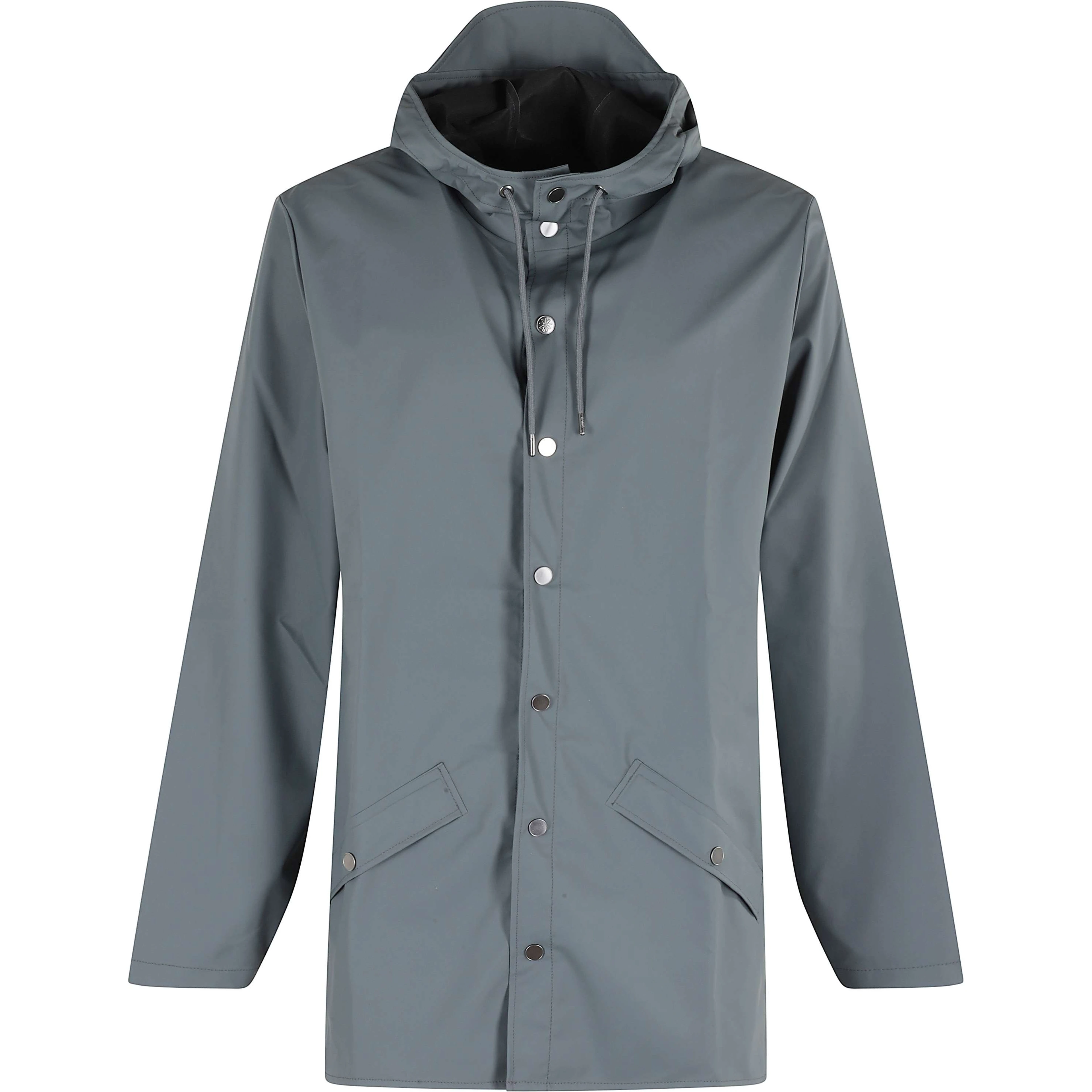press-stud hooded raincoat