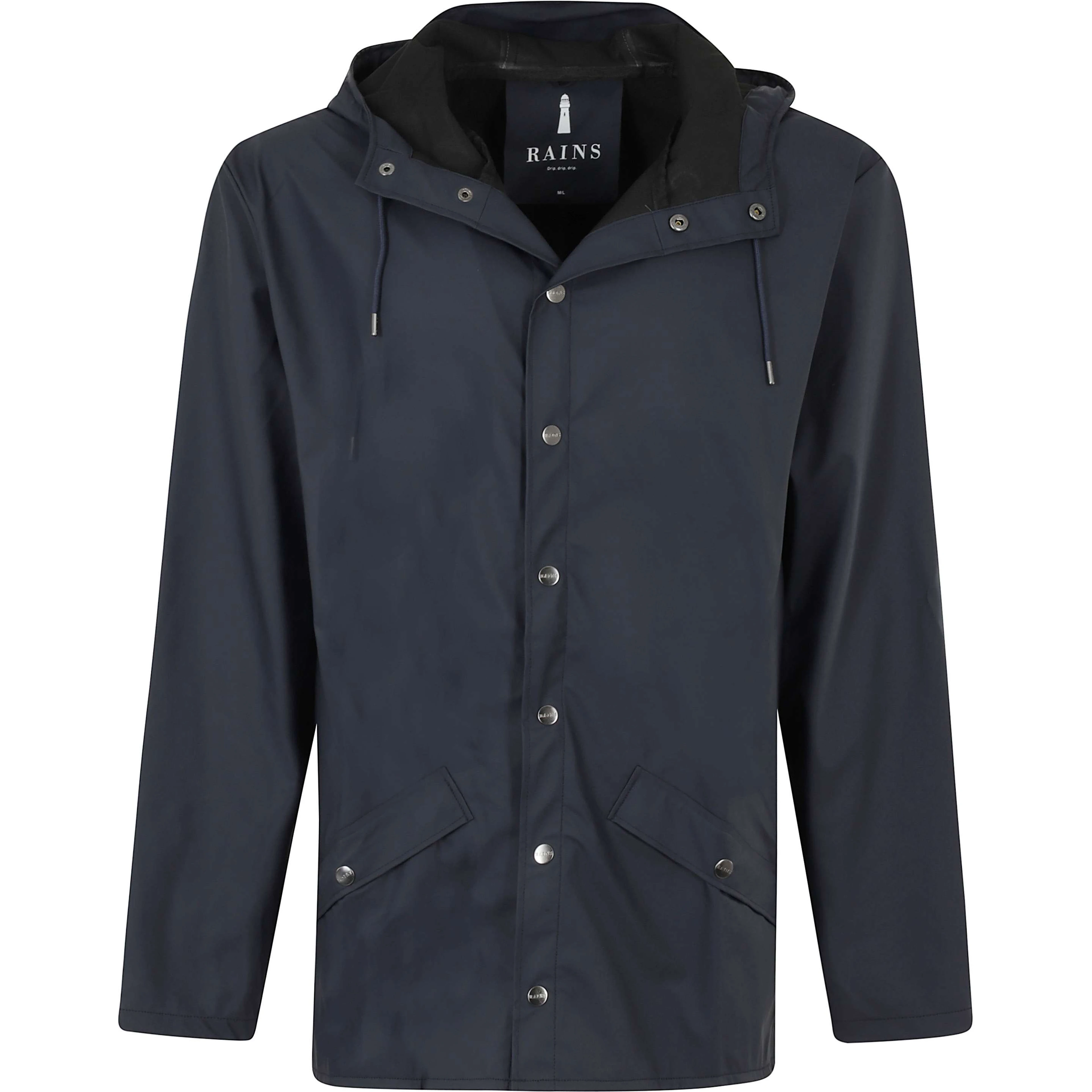 press-stud hooded raincoat