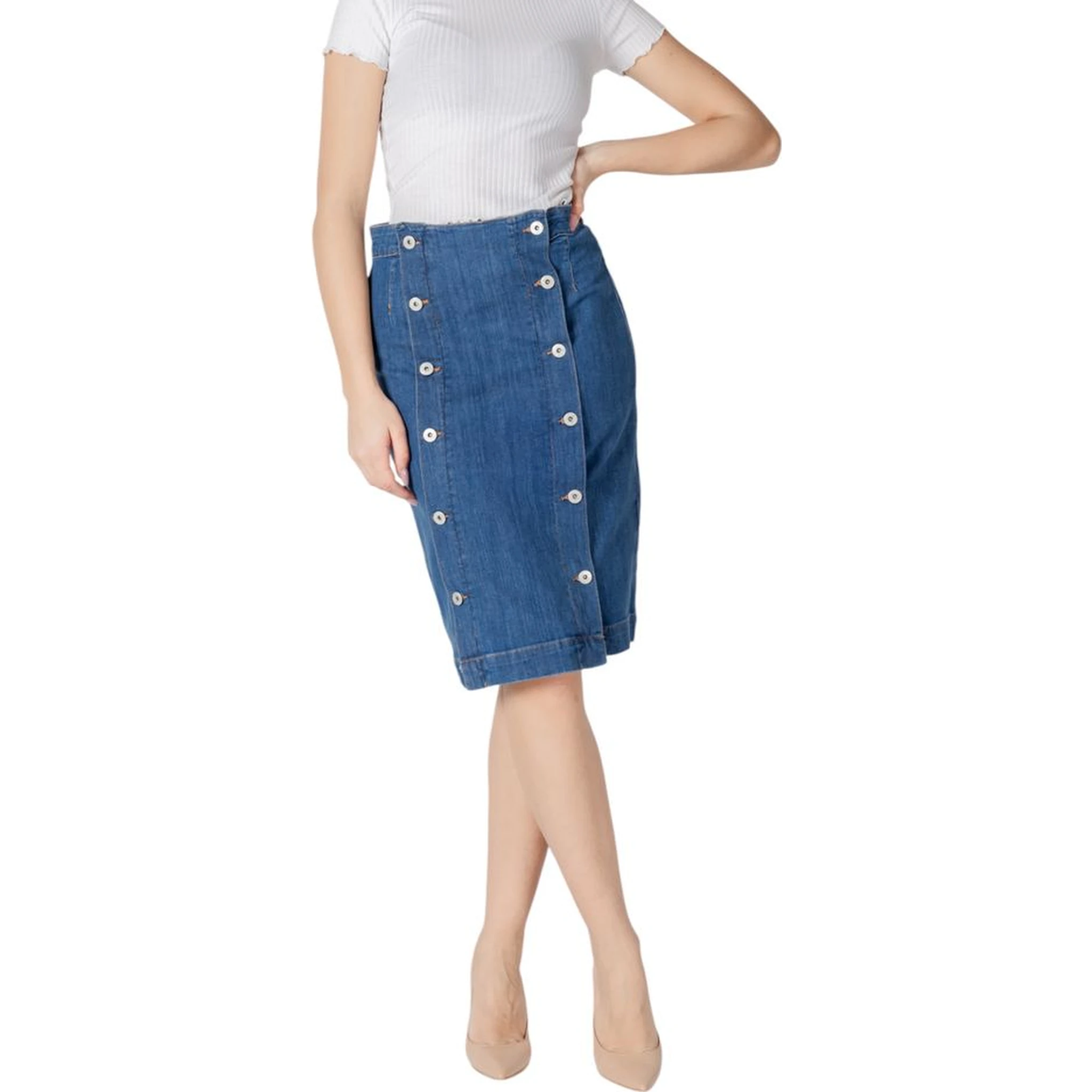 Blue Cotton Long Skirt