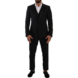 Black Wool Three-Piece Suit