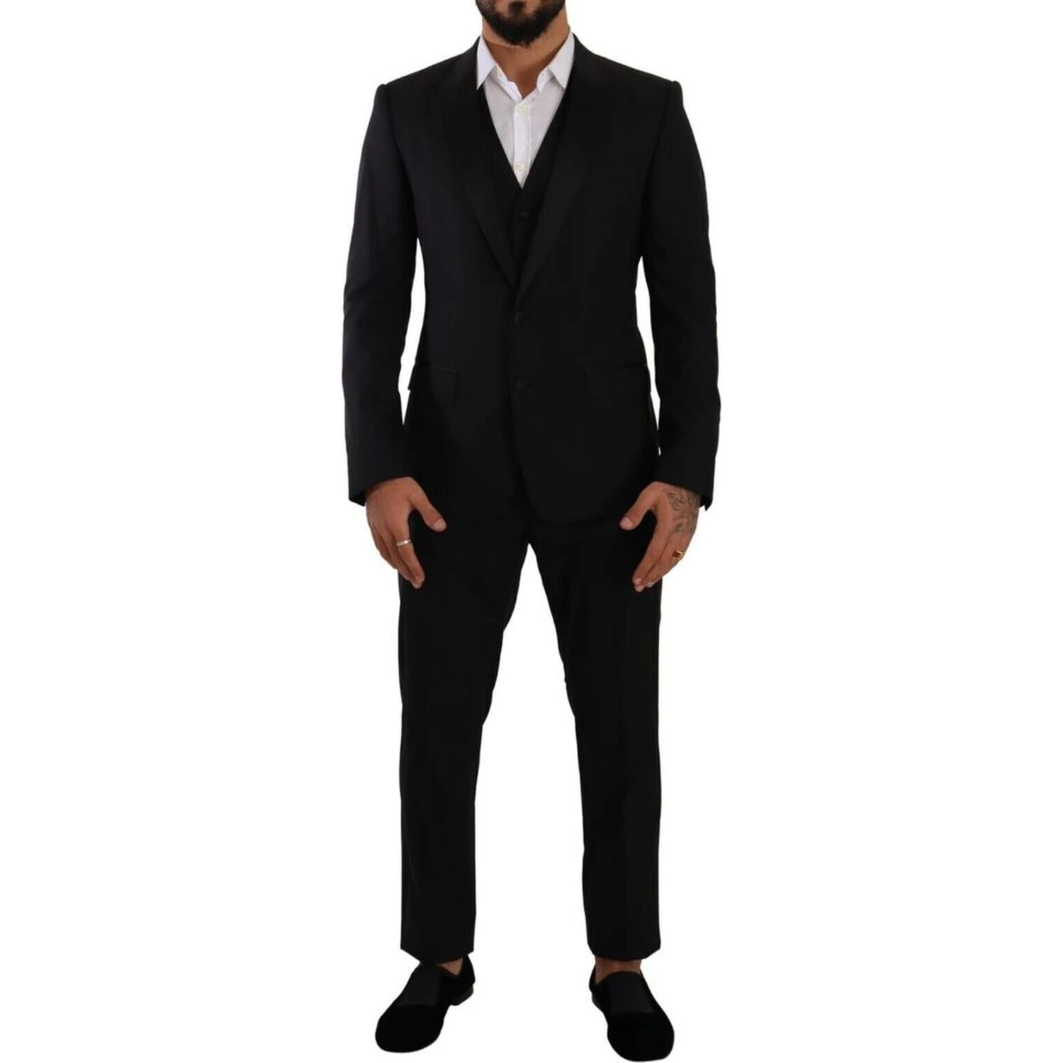 Black Wool Three-Piece Suit