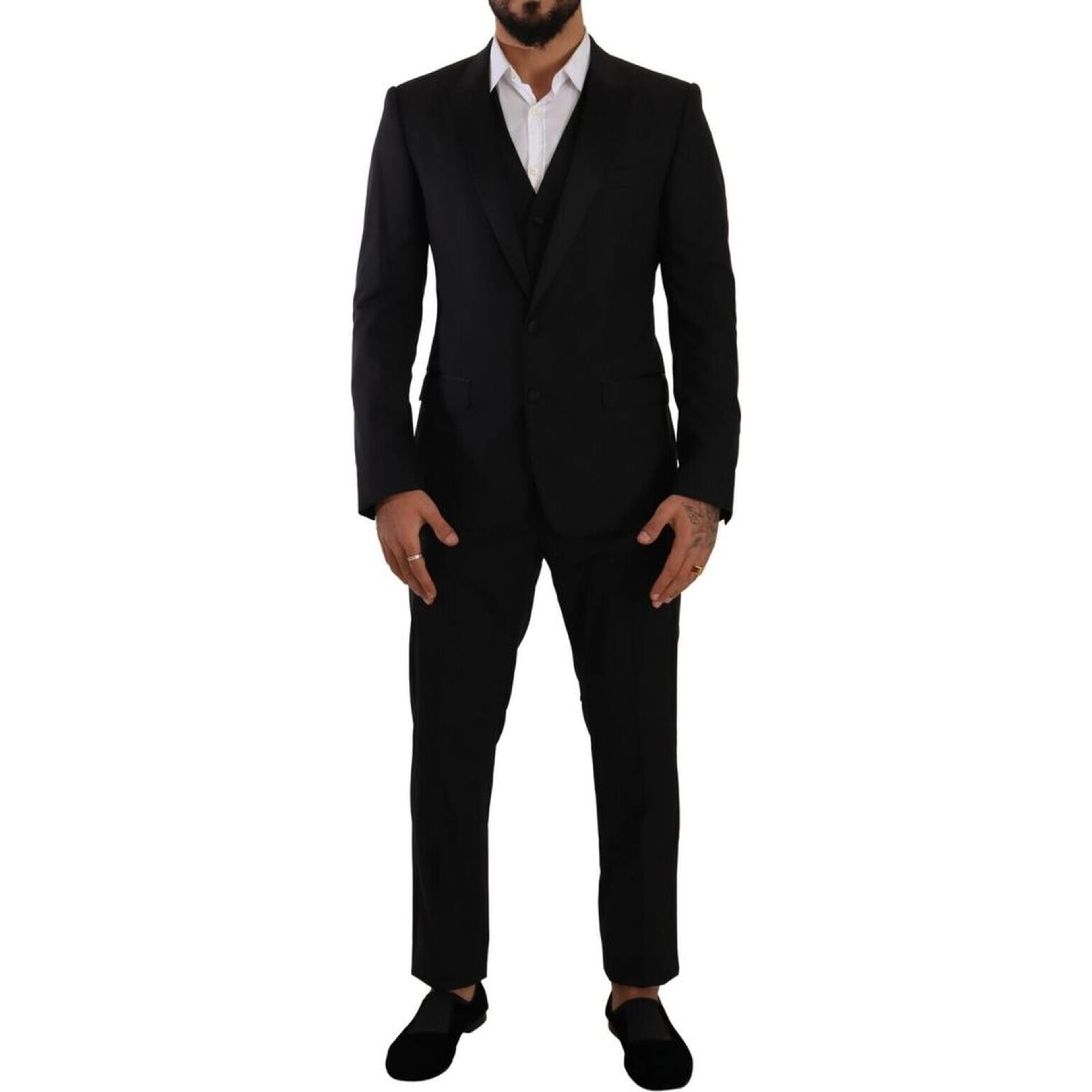 Black Wool Three-Piece Suit