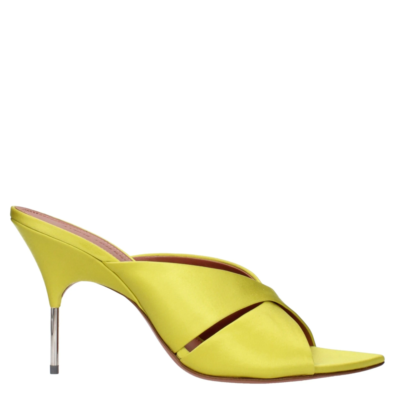 Green Satin Stiletto Heel Sandals