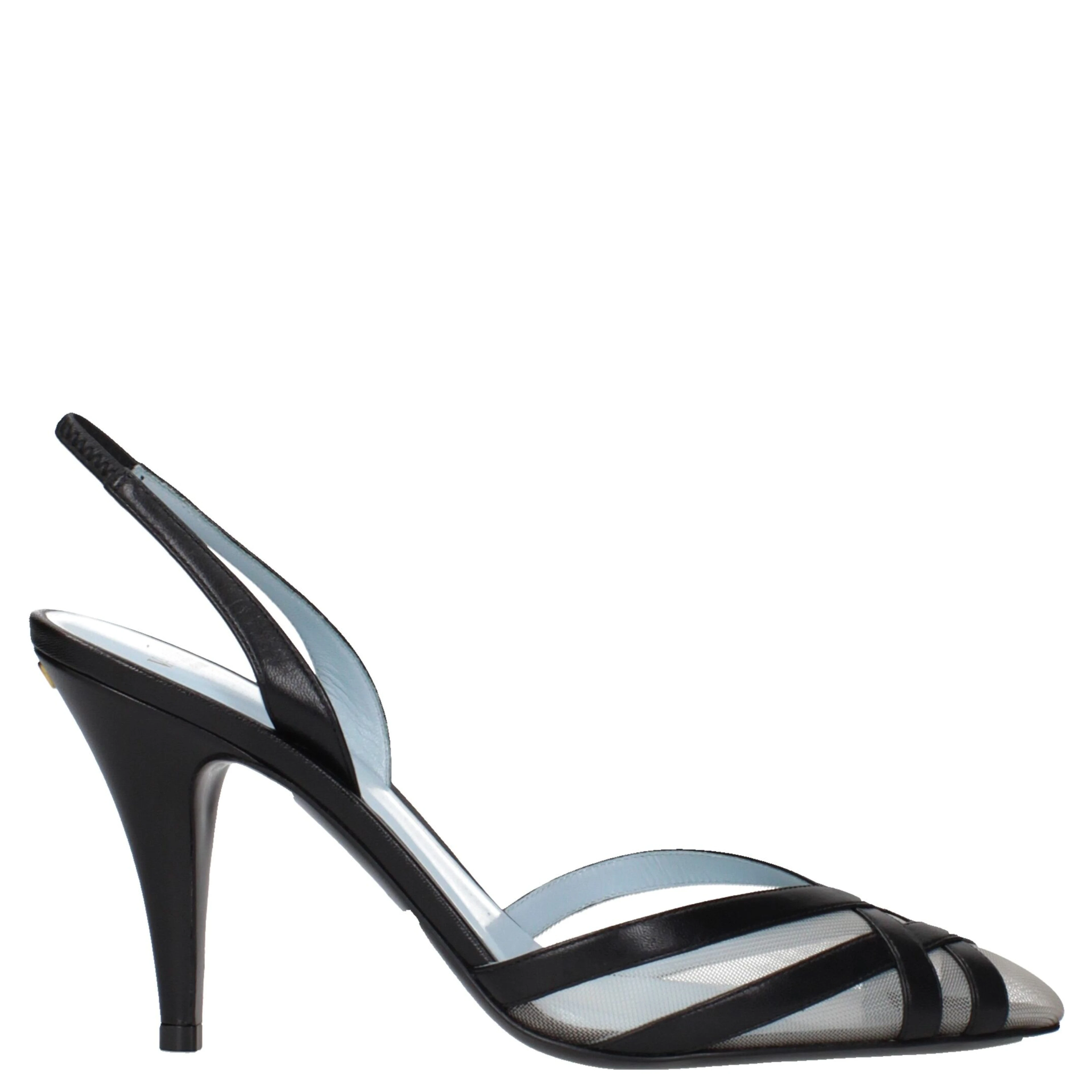 Black Leather High Heel Pumps